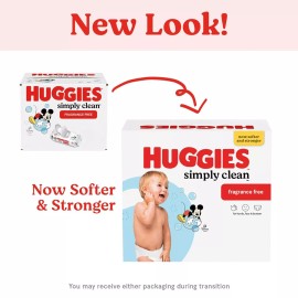 Huggies Simply Clean Fragrance-Free Baby Wipes 3 Flip-Top Packs(192 Wipes Total)