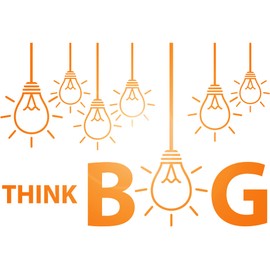 Vinyl Wall Decal Think Big Letter Idea Light Bulbs Lamp Office Room Stickers Mural Large Decor (g1534) Black