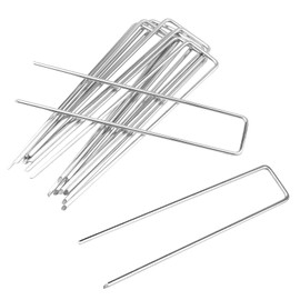 10 Pack Galvanized Landscape Staples, 6 Inch U-Shaped Garden Stakes, Metal Tent Stakes, Ground Stakes for Outdoor Decor Landscaping Securing Weed Barrier Fabric, Silver