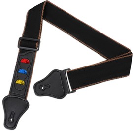 Xthrotsenk Guitar Strap Cotton Guitar Straps for Bass Electric Guitar Acoustic Guitar Strap with Leather Ends Strap and Pick Holder Pockets (Black)