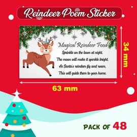 Pack of 48 Magic Reindeer Food Labels (64 x 34 mm) X-Mas Seasonal Stickers for Christmas Eve Box Papa Prints®