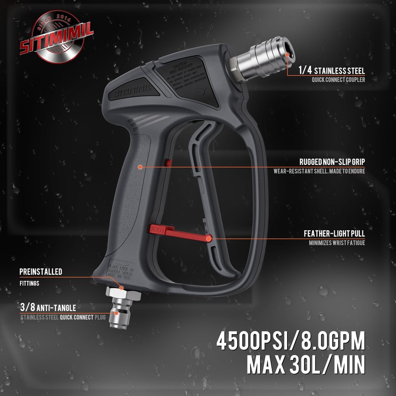 SITIMIMIL® Short Pressure Washer Gun Swivel Pro, Tangle-Free, Power Washer