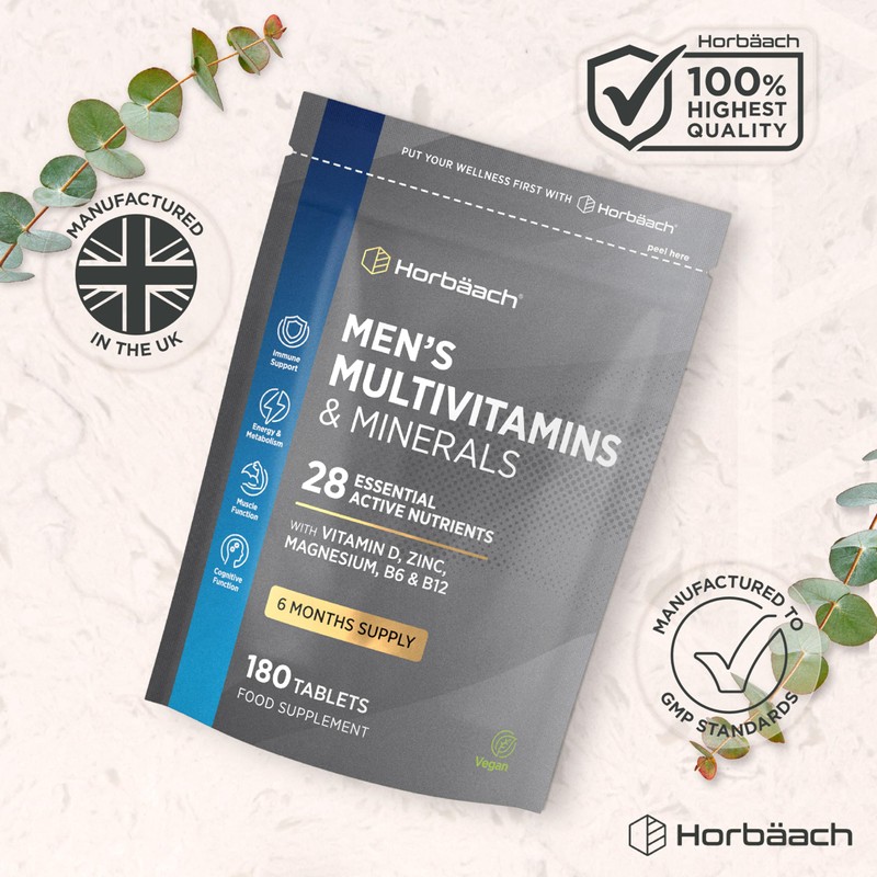 Multivitamin Tablets for Men | 180 Count | 28 Essential