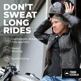 Tough Headwear Skull Cap Liners - Motorcycle and Bike Helmet or Hard Hat Cooling Liner - Mens and Womens No Sweat Head Caps - Cool Running Beanie for Men or Women - Desert Camo