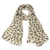 allydrew Lightweight Cat Print Chiffon Long Scarf, Beige