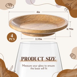 Mumufy 12 Pcs 4" Acacia Wood Wine Glass Charcuterie Topper Wine Glass Topper Charcuterie Plate Mini Charcuterie Board for Christmas Party Family Gatherings Bars Restaurants