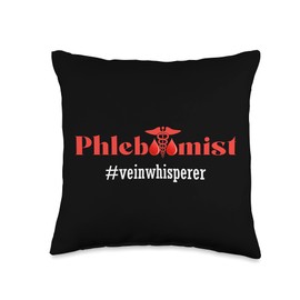 Blood Syringe Laboratory Doctor Venipuncture Gift Phlebotomist Veinwhisperer Vein Medical Nurse Phlebotomy Throw Pillow, 16x16, Multicolor