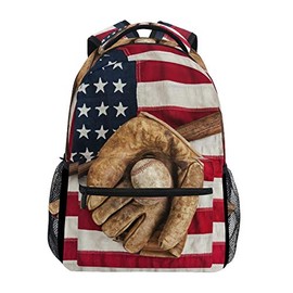 TropicalLife American Flag USA Baseball Backpacks Bookbag Shoulder School Computer Hiking Gym Travel Casual Travel Daypack