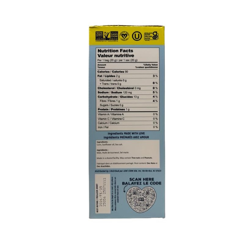 LOVE CORN Sea Salt, 20g x 21 Bags – Delicious