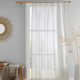 Drift Home - Natural Semi-Transparent Cotton Curtain - 55 x 48 (140 x 122cm) - Sustainable Recycled Cotton - 1 Curtain Panel in Natural - Natural Sheer Curtain - Natural Voile/Net Curtain