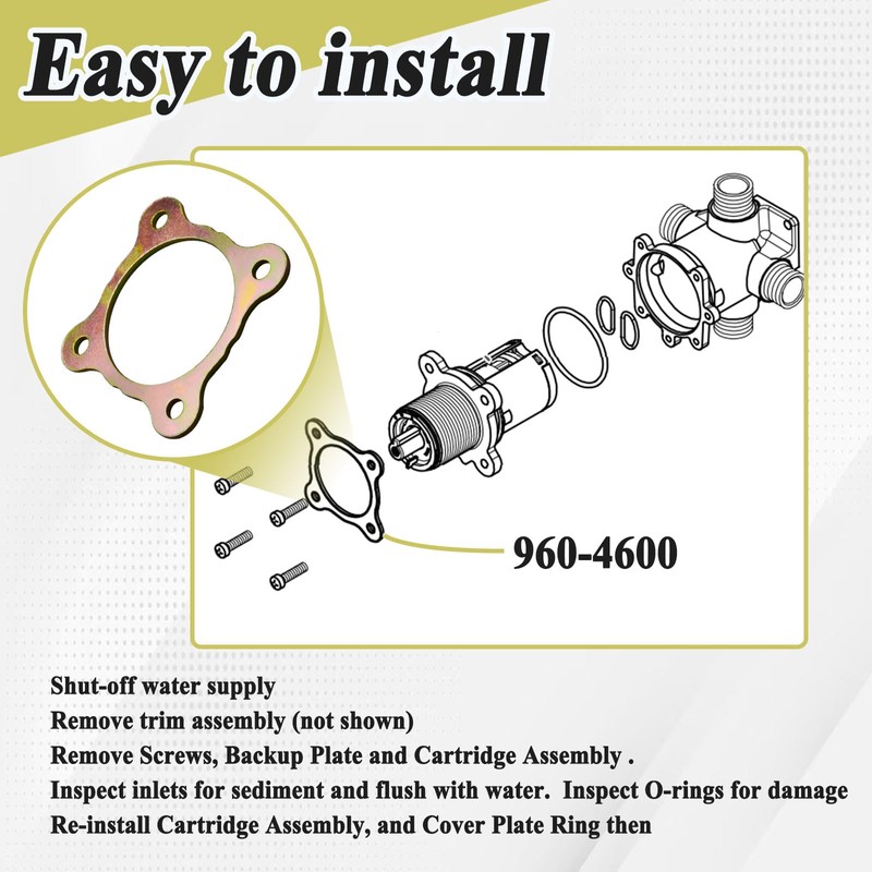 Alsoyixia 4Pcs 9604600 Cover Plate Ring for Valve Cartridge