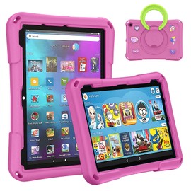Tablet 10 Case for Kids(2023/2021 Release,13th/11th Generation) Ubearkk Shock-Proof Protective Back Cover Cases with Foldable Stand Holder-Pink