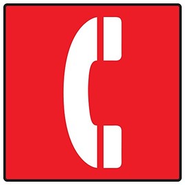 ComplianceSigns.com Telephone Safety Graphic Label Decal, 6x6 inch Vinyl for Emergency Response