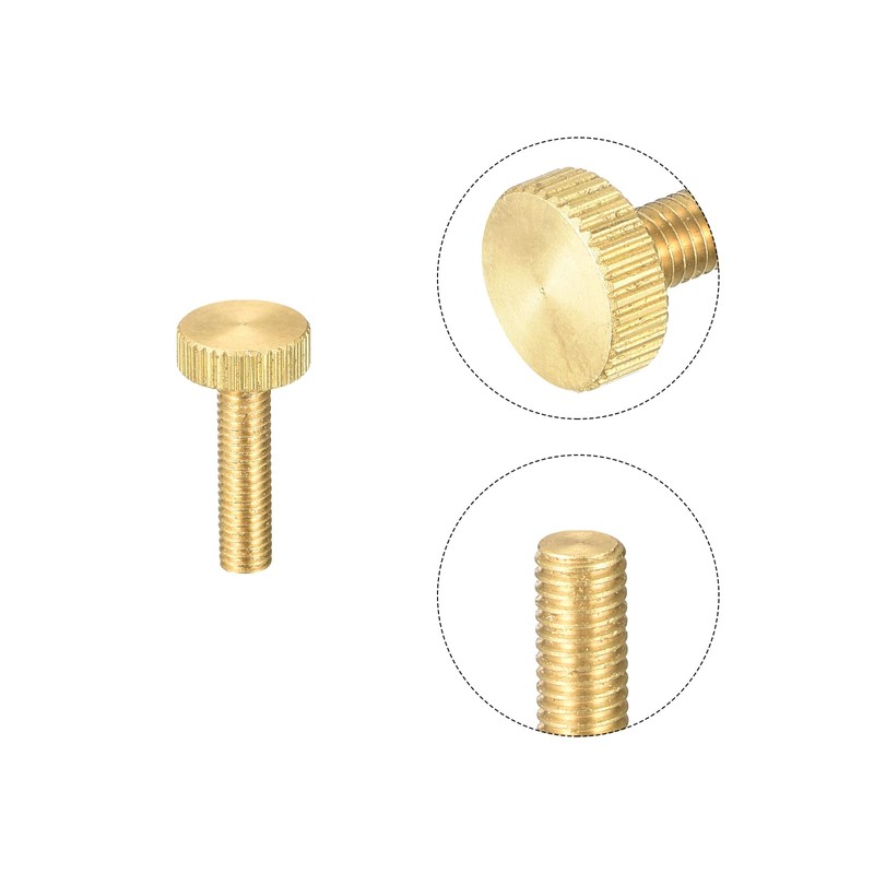 sourcing map Knurling Screws M5 x 20 mm Flat Brass