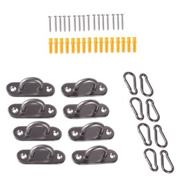 AOMIKITSTU Ceiling Hooks Heavy Duty Pack of 8, 6 cm x 2 cm x 2.6 cm Stainless Steel Carabiner, Stainless Steel Eye Plate, Ceiling Hook and Carabiner, Stainless Steel Deck Plate for Hanging Sail Awning