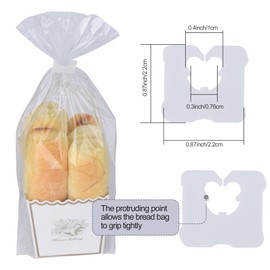 100 Pcs Reusable Plastic Bread Clips - Keep Your Food Fresh with 7/8 x 7/8 inches Food Bag Clips (White)