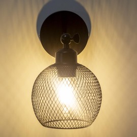 Wall Sconces Light Black Metal Wire Cage Wall Lamp Industrial Adjustable Lamp Vintage Edison Lighting Fixture E27 Base for Bedroom Hallway Coffee Restaurant