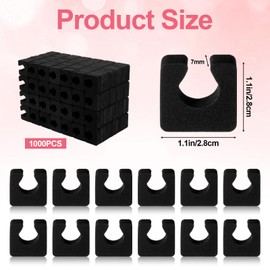 1000 Pcs Individual Toe Separators Bulk, Soft EVA Foam Toes Separators for Pedicure, Comfortable Disposable Black Toe Dividers for Nail Polish Application at Home, Spa & Salon