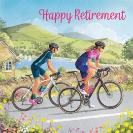 Hunts England - Cycling Fun Retirement Card For Her - Milo's Gallery - Female Cyclist Retirement Card - Retiring Card For Bike Fans, Women, Mum, Friend