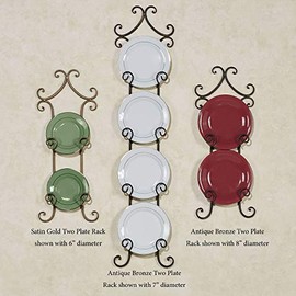 Touch of Class Regalla Petite - Vertical Plate Display - Hanging Plate Rack - Satin Gold or Antique Bronze Finish, Two-Plate Rack is 22 inches high, The Four-Plate is 38, Mounting Hardware Included