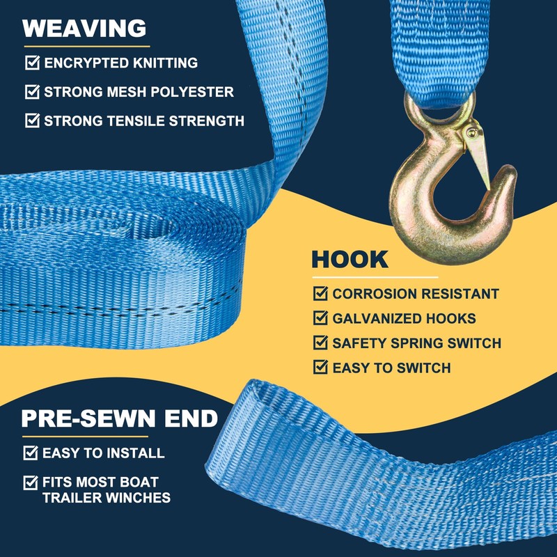 Boat Winch Strap with Hook 2" x 20' – 11,000