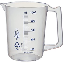 TRUSCO HPB-1000 Polypropylene Blue Scale Beaker 33.8 fl oz (1,000 ml) (with handle)
