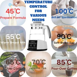 Baby Bottle Warmer, Temperature Control Kettle, Electric Kettle with Keep Warm, Instant Milk Warmer with Temperature Control, Multi-Temperature Control for Formula, Breastmilk, Tea, Coffee, Sterilizer