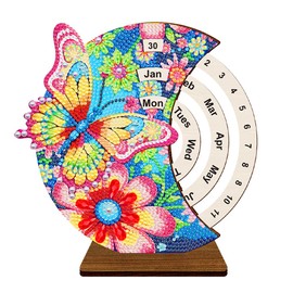 Diamond Painting Calendar Ornaments, Wooden Diamond Painting Christmas Decoration Rotating Calendar, Diamond Painting Table Calendar Table Decoration Perpetual Calendar Christmas Decoration Set (A)