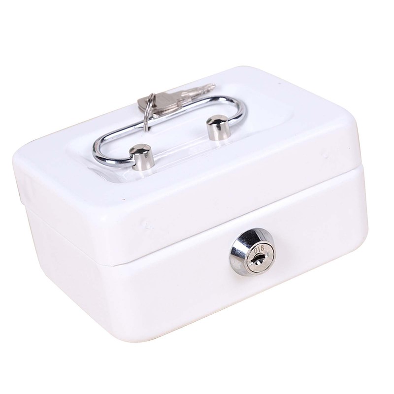 Cash Box with Money Tray Metal Storage Safe Lock Box