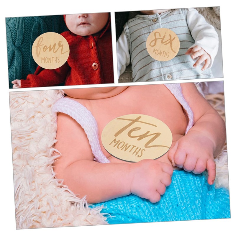 Kisangel 12 pcs Double Sided Round Monthly Milestone Markers Growth