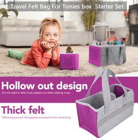 Carry Bag for Toniebox, Foldable Storage Bag, Extra Space, Felt Fabric Bag for Toniebox Player Starter Set (Purple)