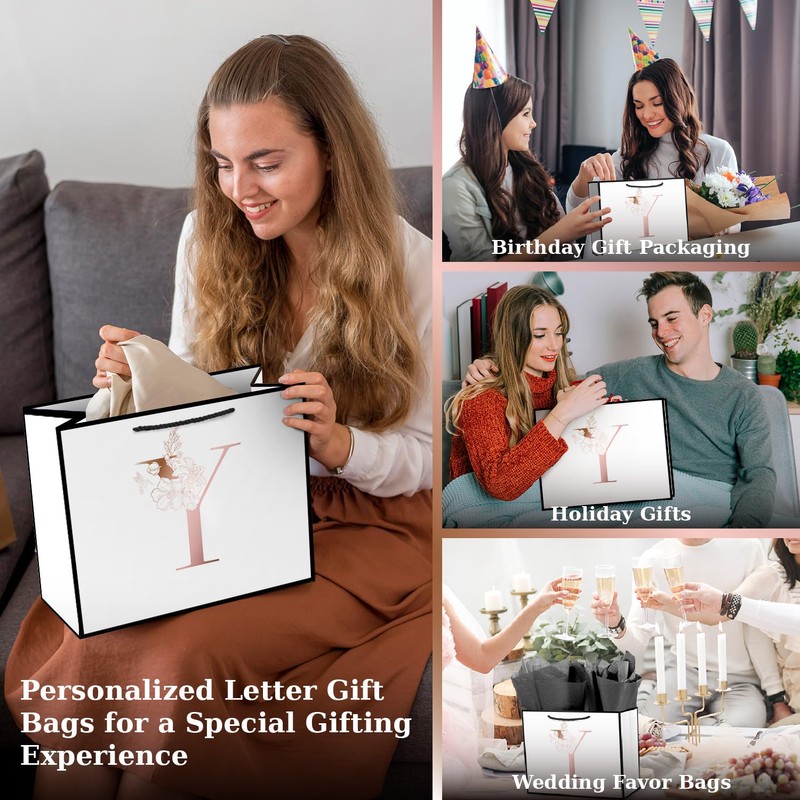 Linelglobal Letter Gift Bag with Wrapping Paper Ribbon for Women