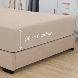 Elegant Comfort 1500 Premium Hotel Quality 18-21 Inches Deep - Extra Deep Pocket Single Fitted Sheet for High Mattress, Luxury and Softest, Smart Pocket - Wrinkle Free, California King, Cream