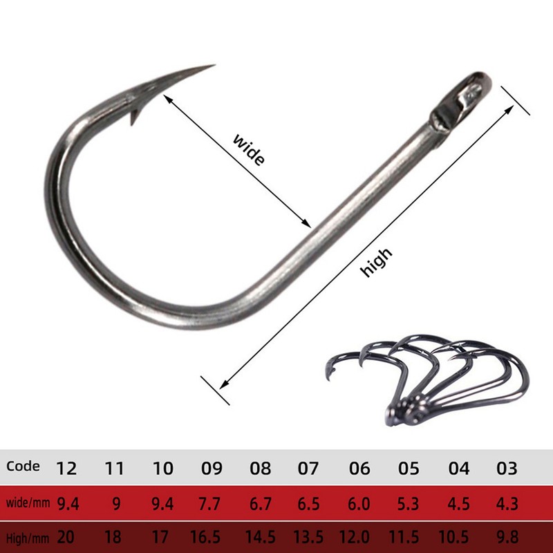 1000PCS Fishhooks Fish Hooks with Barbs 10 Sizes Carbon Steel