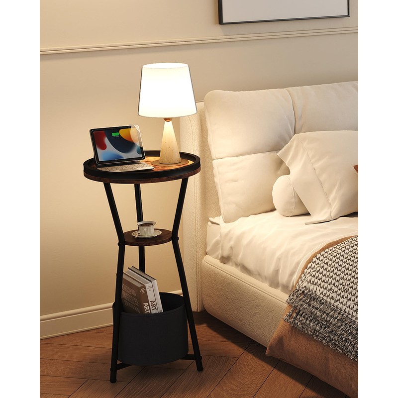 Yusong Round Side Table, Small Drink Table for Small Spaces,