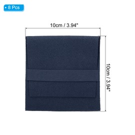 PATIKIL 10x10cm Jewelry Pouches with Band, 8 Pack Microfiber Portable Soft Storage Bags Packaging for Necklace Bracelet Earring Watch Rings Brooch, Navy Blue