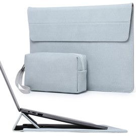 HYZUO 15 Inch Laptop Sleeve Case with Adjustable Stand Feature for MacBook Air 15 M3 A3114 M2 A2941 2023 2024, MacBook Pro 15 2019-2016, 15" Surface Laptop 6/5/4/3, with Carrying Pouch, Pale Blue