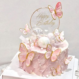 YIMXUAN 21 Stück Schmetterlinge Torten Deko, Tortendeko Schmetterling, 3D Dreidimensional Schmetterlinge Deko Torte, Tortendeko Geburtstag Schmetterling Cupcake Topper (1*Rosa & Lila)
