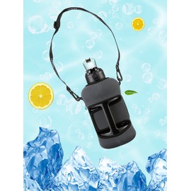 youcanplato YOUCAN PLATO Half Gallon Water Bottle with Straw, Large Water Bottle,Gallon Water Jug, Big Gym Water Bottle with Storage Sleeve BPA Free with Handle and Bottle Brush 74 OZ (Gray)