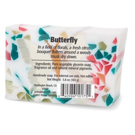 Primal Elements Glycerin Bar Soap | Helps All Skin Types, Sensitive, Oily & Dry Skin | NO PARABENS, VEGAN, GLUTEN FREE, 100% VEGETABLE BASE - (Butterfly)