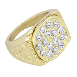 Classy Nugget Design 14k Gold Tone AAA Cz Hip Hop Pinky Ring (9)