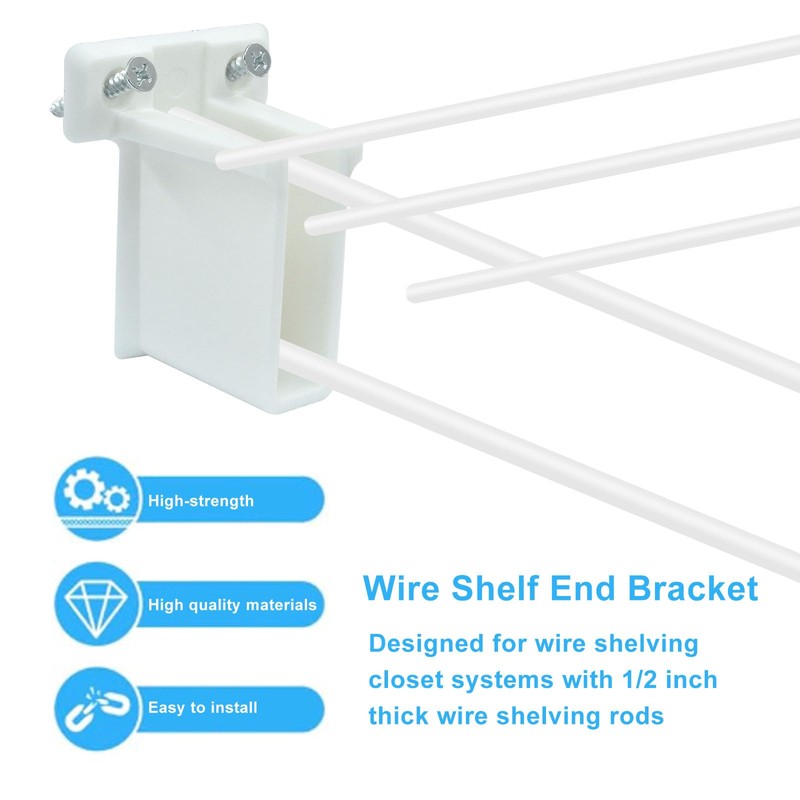 Moicstiy 12 Pcs Wire Shelf End Brackets, Wall Mount Shelf