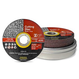 HAUTMEC Metal Cutting Discs 115mm x 1.0mm x 22.23mm 20pcs, Cut Metal, Stainless Steel, Steel and Non-Ferrous Metals, Cut-Off Wheels For Angle Grinder Use HT0014-20PC