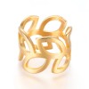 LZD 304 Stainless Steel Finger Rings Wide Rings Leaf Gold