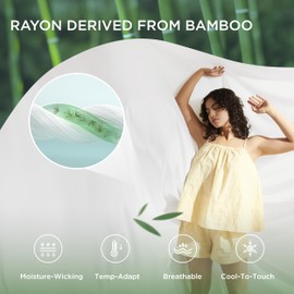 Bedsure Bedsure Pure White Duvet Cover Queen Size - Rayon Derived from Bamboo Cooling Duvet Cover Set, 3-Piece Set with Zipper Closure (90"x90") and 2 Pillow Shams, Comforter Not Included