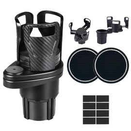 DECUIOCC Upgraded Car Cup Holder Expander, 2 in 1 Vehicle Mounted Multi Function Cup Holder for Car, 360° Rotating Adjustable Base to Hold Most Water Bottles Drink Coffee Cup