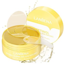 LANBENA Parches Para El Contorno De Ojos(30 Pares)- Mascarilla Dorada Para El Contorno De Ojos Con Retinol Y Colágeno, Mascarilla Facial Para El...   