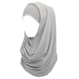 Non-see-through Bubble Crepe Chiffon Muslim Hijab Head Scarf Shawl Wrap Thick Lightweight (Silver)