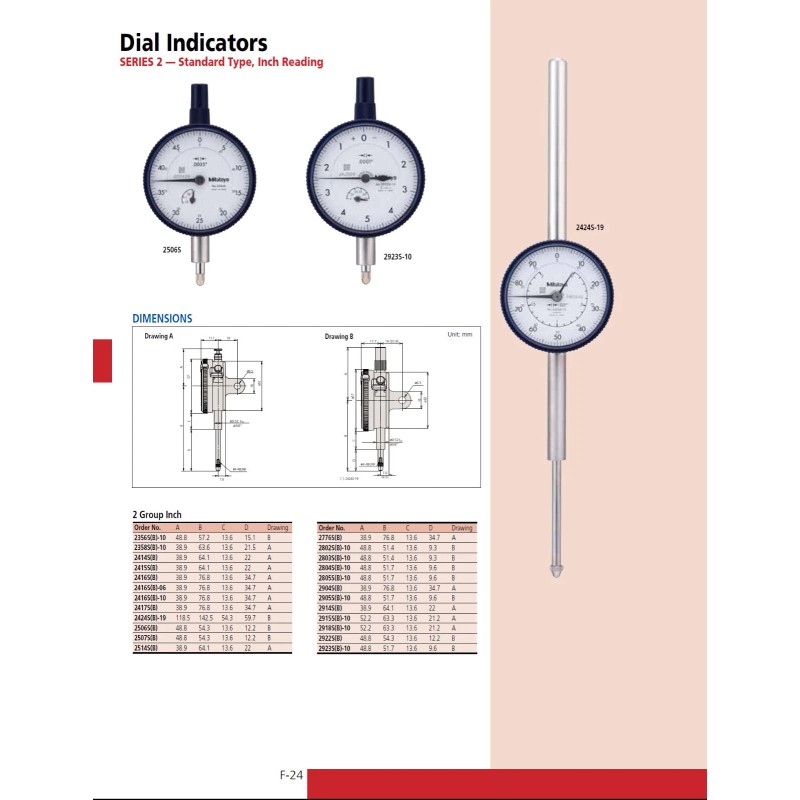 Mitutoyo 2414A - Dial Indicator Standard .001-.5"