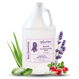 Lavender Shampoo Spa Essentials Nourishing Dog Body Wash 128 oz by Shiny Paw | Anti Itch Shampoo for Dogs | Dog Bath Coat Cleaner for Dogs | Made in The USA